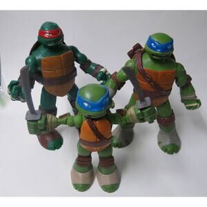 TEENAGE MUTANT NINJA TURTLES Set of 3 11/12" Action Figures Raphael/Leonardo